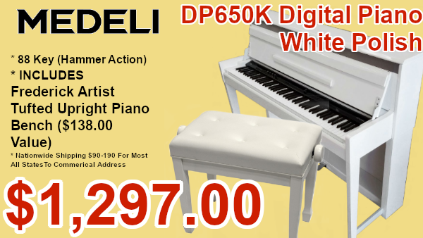 Medeli dp650k digital piano white polish on sale