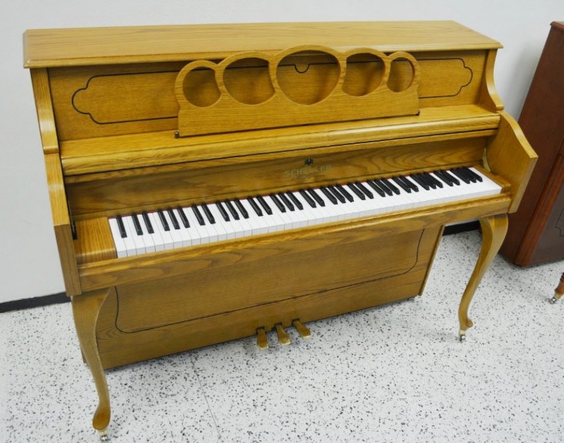 Schiller Decorator Console Upright Piano - French Oak