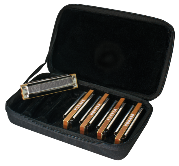 Hohner Marine Band Harmonica 5 Pack Includes Case and G,C,A,D,E