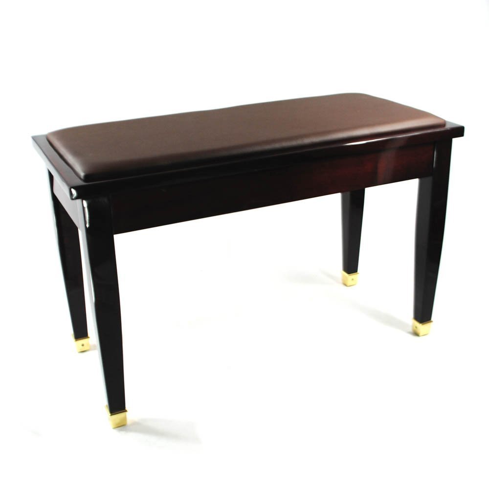 Frederick Duet Piano Bench - Mahogany Polish with Brass Accents