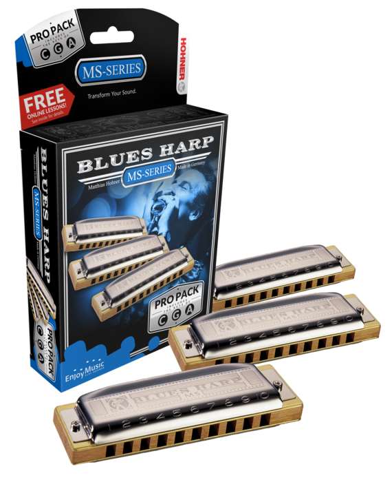 Hohner Blues Harp MS Propack Includes Key of G,C,A