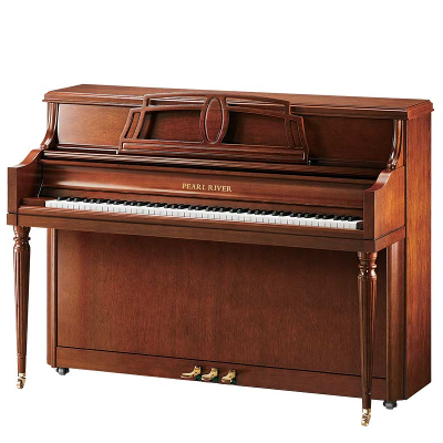 Pearl River Model EU111PB American-styled Fluted Round Leg Console Piano