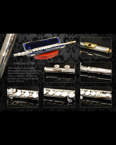Emerson EF88 Flute Sterling Silver Head with French Open Hole Keys