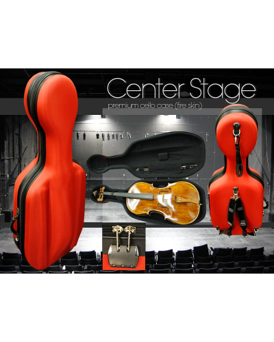 Center Stage Premium Cello Case - Fire Red Skin with Wheels