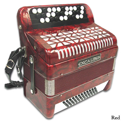 Excalibur Chromatic 60 Bass Accordion - Pearl Red