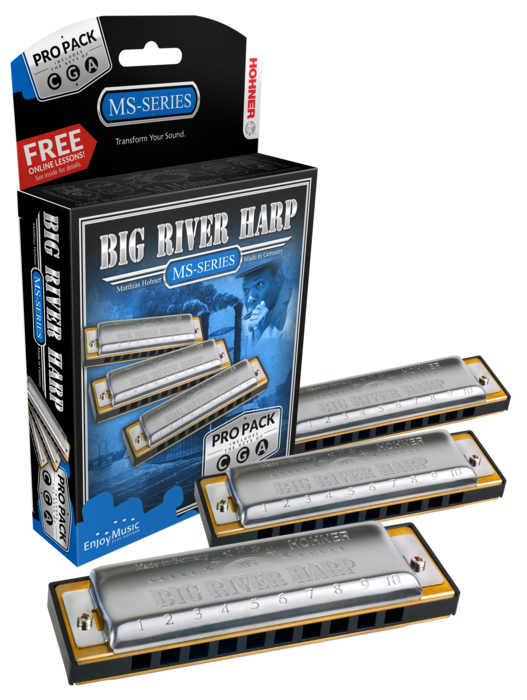 Hohner Big River Harmonica MS Propack Includes Key of G,C,A