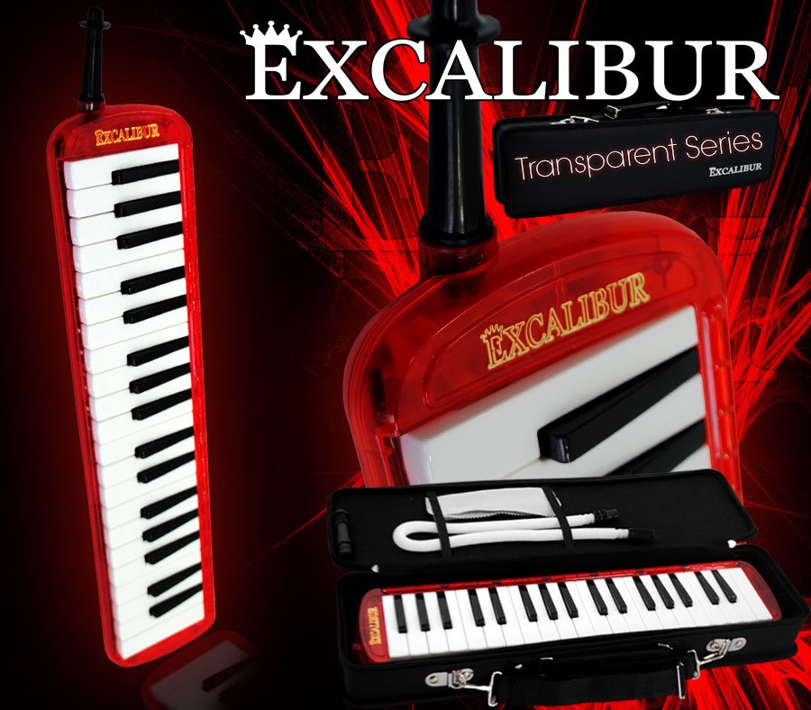 Excalibur 37 Note Melodica Burning Red Transparent
