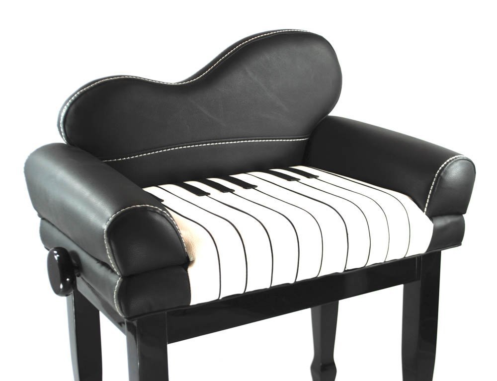 Frederick Designer Keyboard Bench - Leather and Black Polish