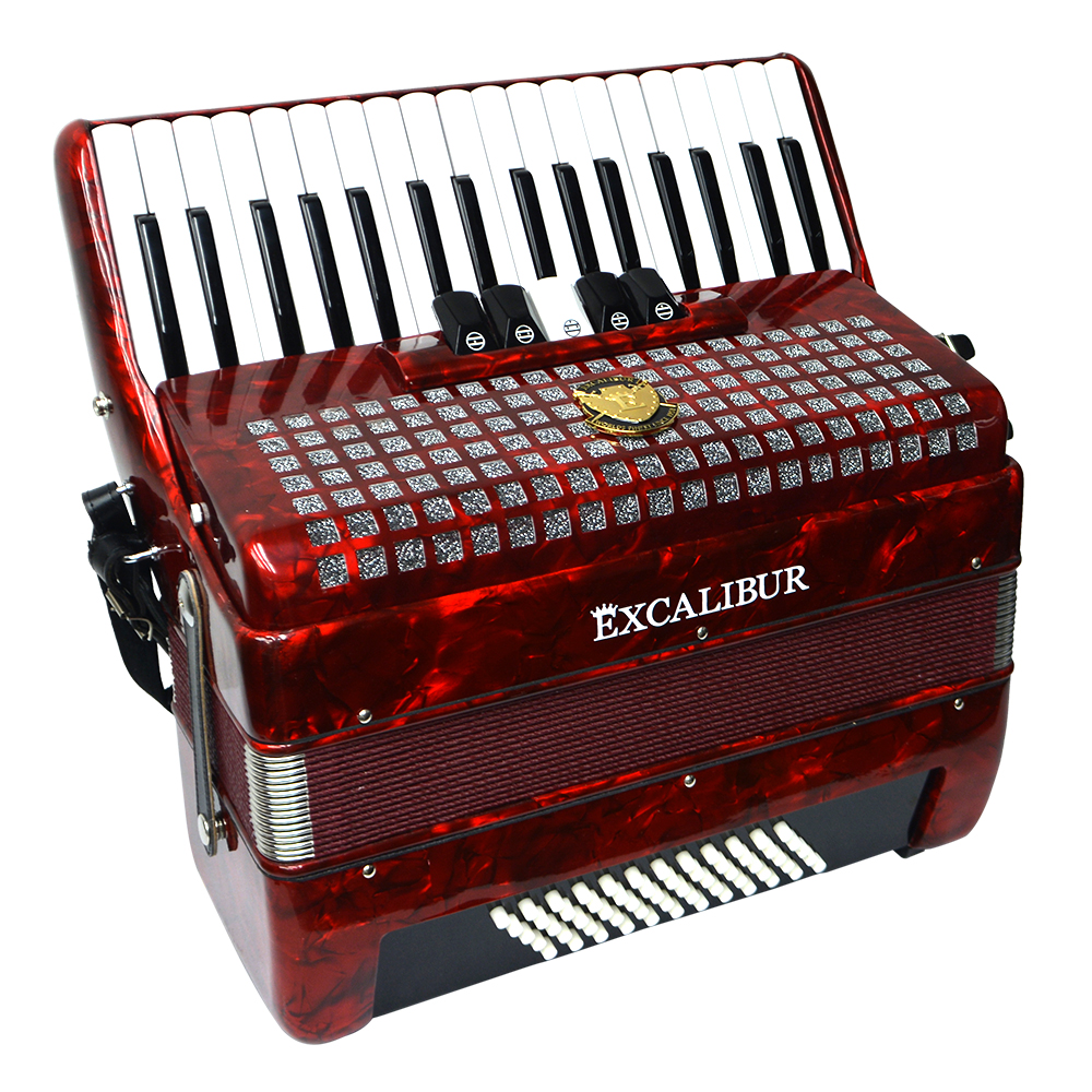 Excalibur Super Classic 60 Bass Piano Accordion - Red