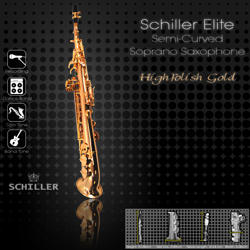 Schiller Elite IV Semi-Curved Soprano Saxophone - Gold