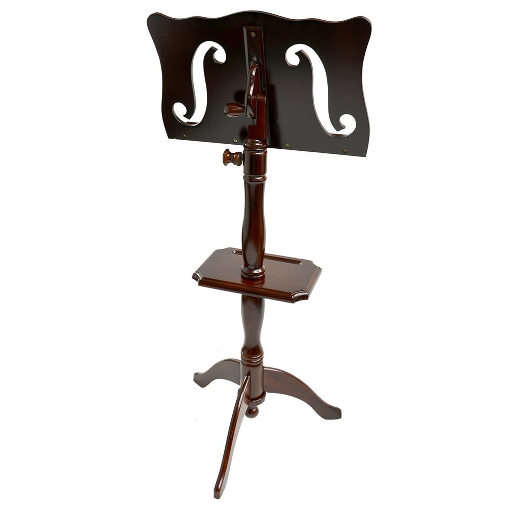 Frederick Adjustable Music Stand with Rack - Cherry Mahogany - F-Hole Style
