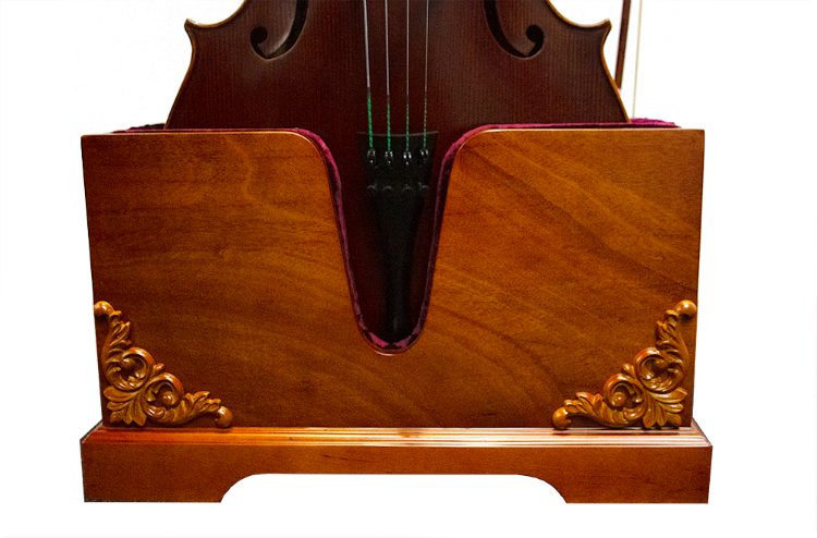 Vienna Strings Wooden Cello Stand Cherry with Carvings