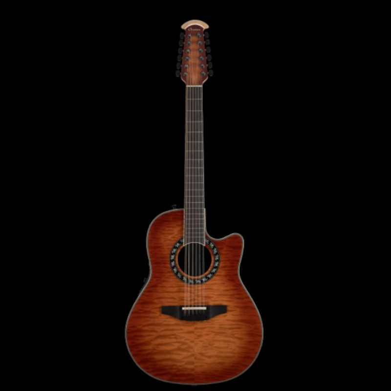 Ovation ExoticWoods Collection ExoticWood Legend® 12-String Deep Contour Honey Burst On Exotic Quilted Maple