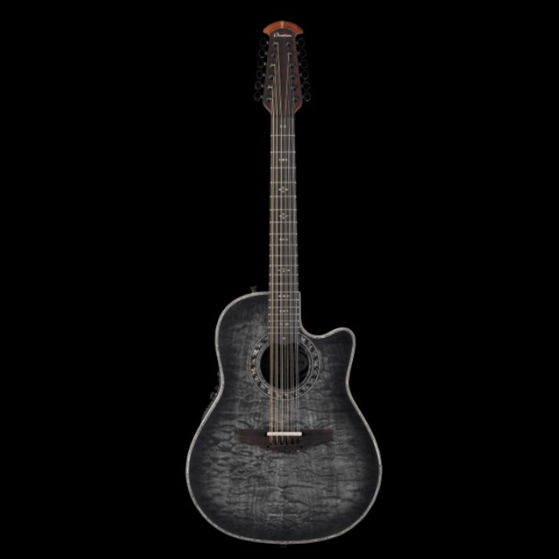 Ovation The ExoticWoods Collection Custom Legend® 12-String Deep Contour Black Satin Quilted