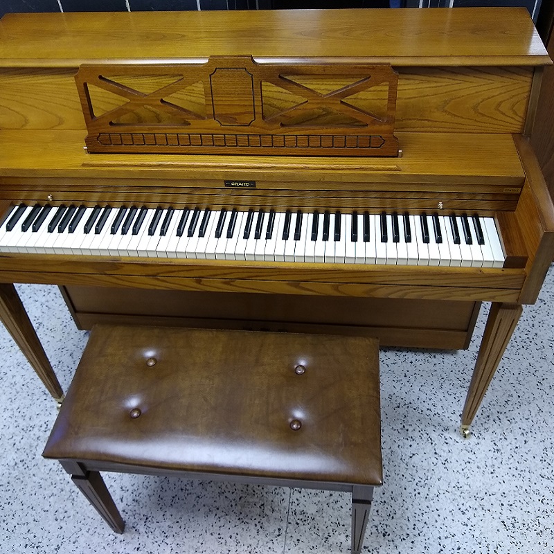 Grand Console Piano - Oak Finish
