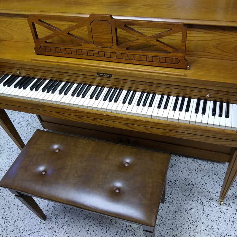 Grand Console Piano - Oak Finish