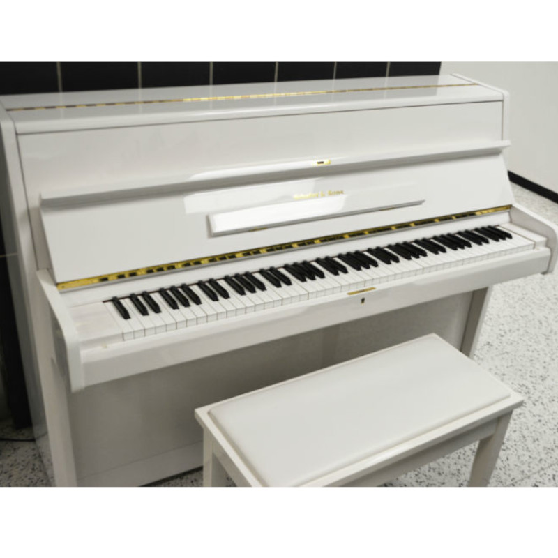 Schafer & Sons Studio Upright Piano White Polish