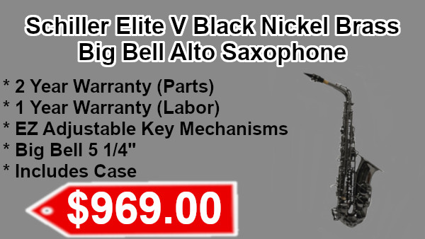 Schiller Elite V Black Nickel Brass Big Bell Alto Saxophone on sale