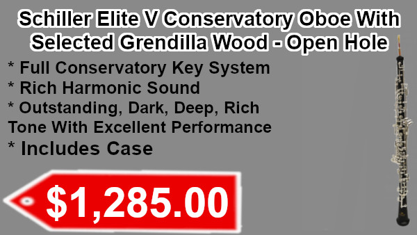 Schiller Elite V Conservatory Oboe with Selected Grenadilla Wood-Open Hole on sale