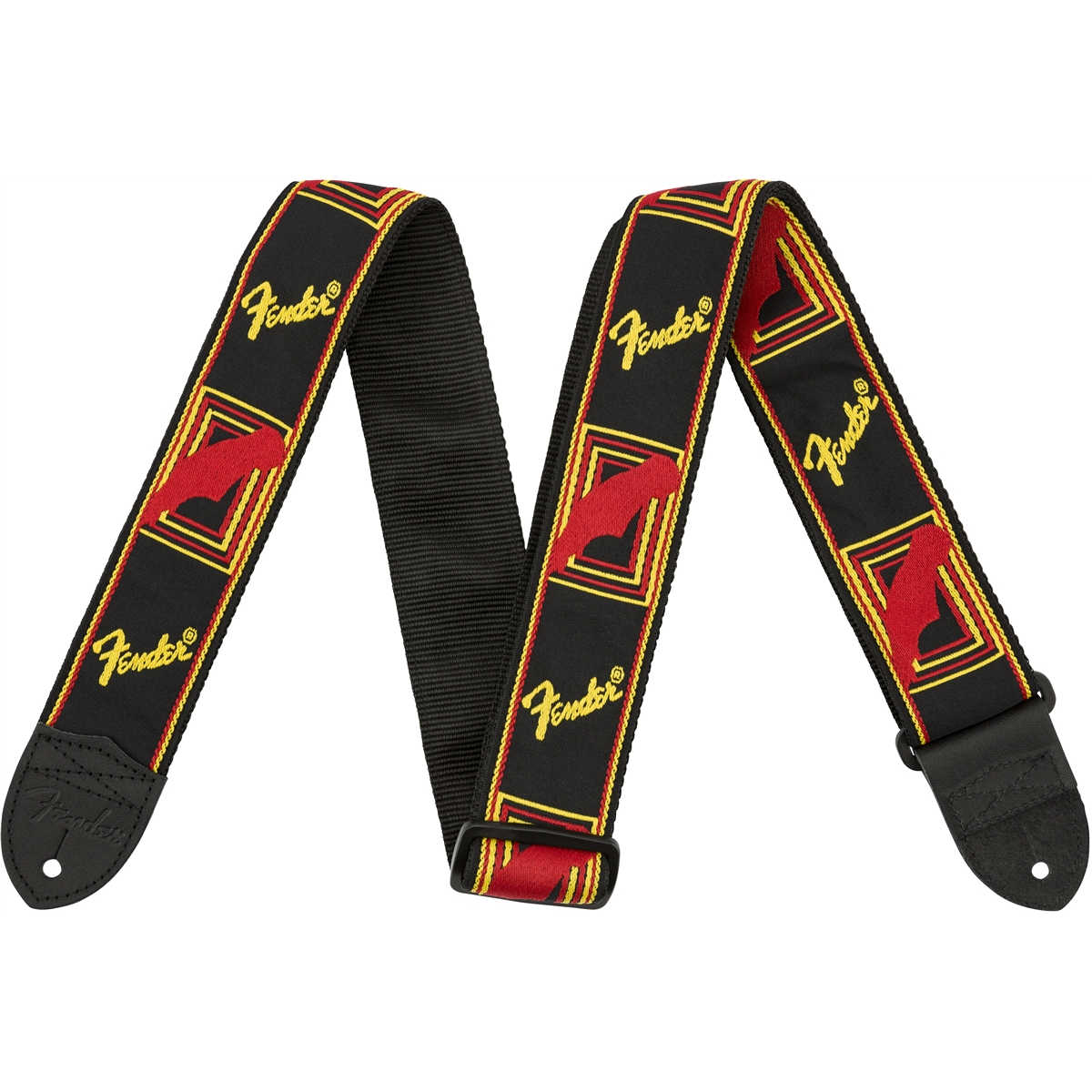 Fender® 2” Monogrammed Straps, Black/Yellow/Red
