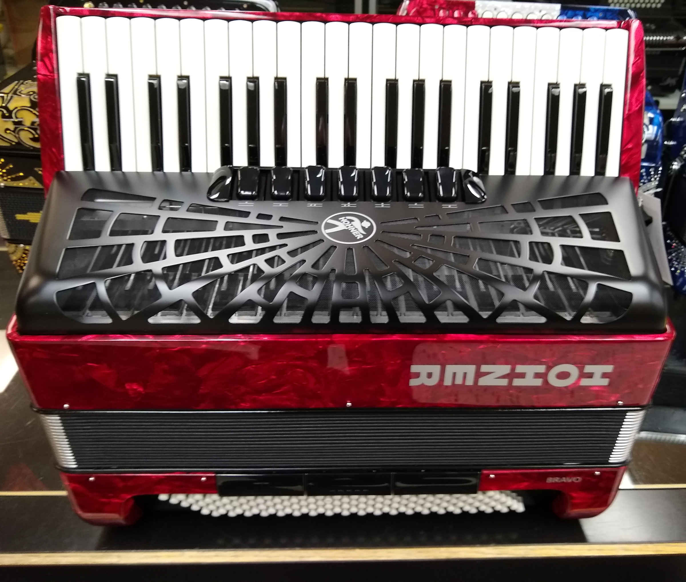 Hohner Bravo III 120 Bass Piano Accordion Red