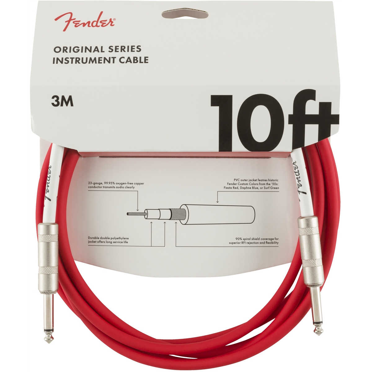Fender Original Series Instrument Cables,10 FT,Fiesta Red