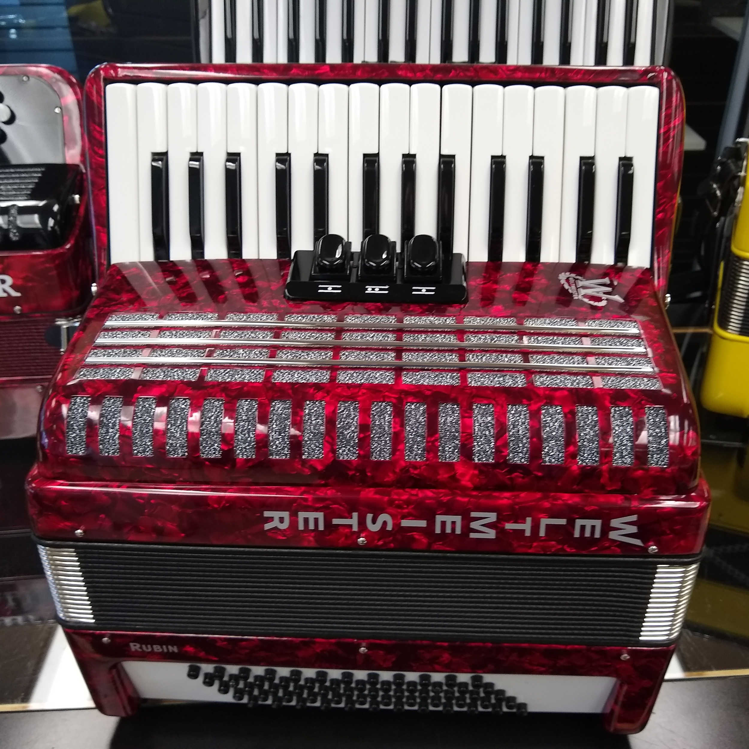 Hohner 1304-RED 26 Key Accordion 48 Bass Style Keyboard Piano Accordion in Red Bundle with Zorro Sounds piano accordion cloth 