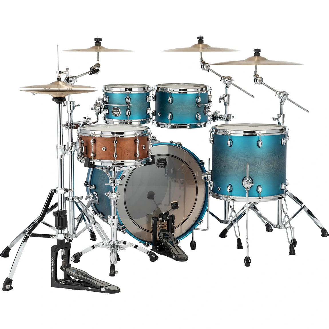Mapex Saturn Evolution Classic Birch 4-Piece Shell Pack - Exotic Azure Burst Lacquer