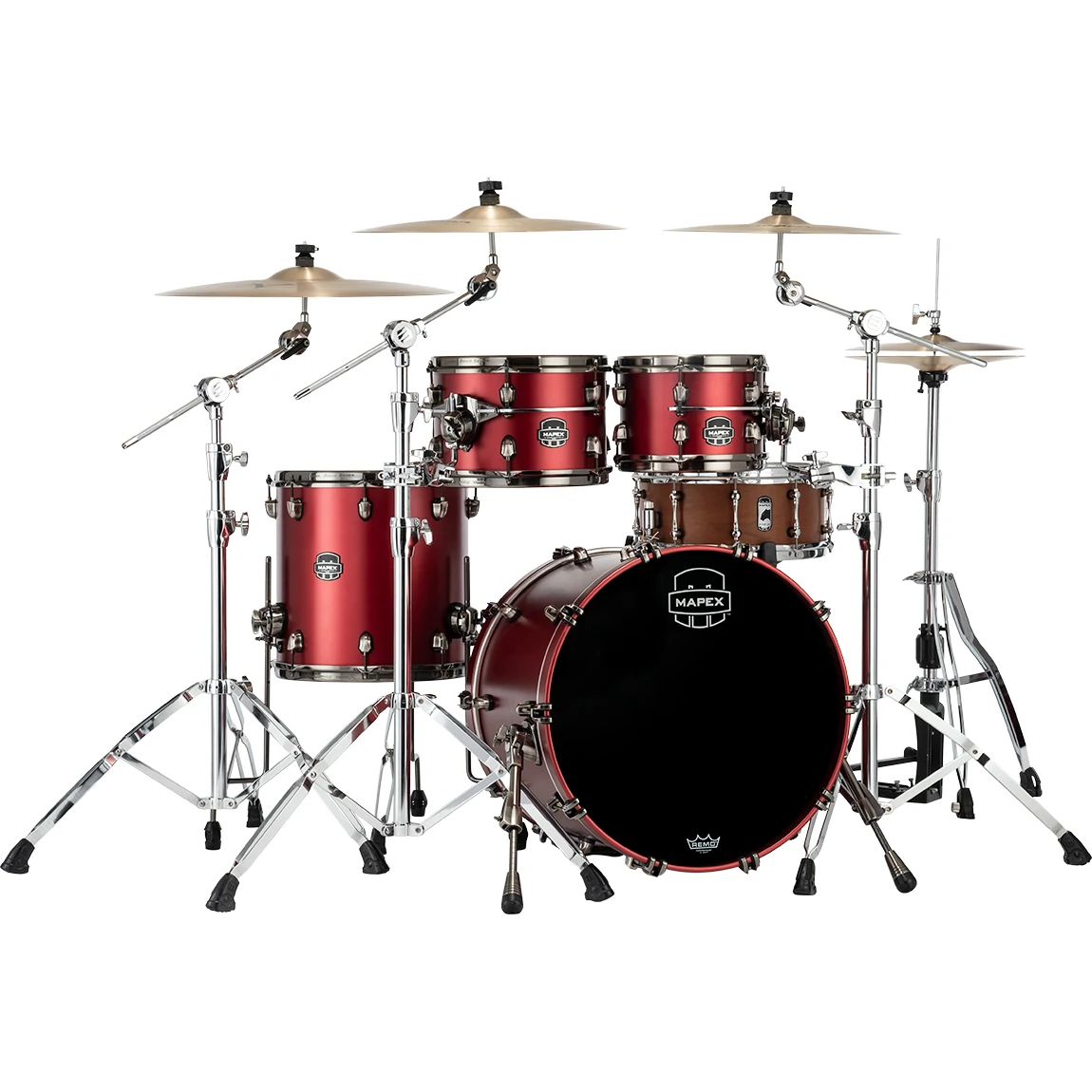 Mapex Saturn Evolution Fusion Birch 4-Piece Shell Pack - Tuscan Red Lacquer