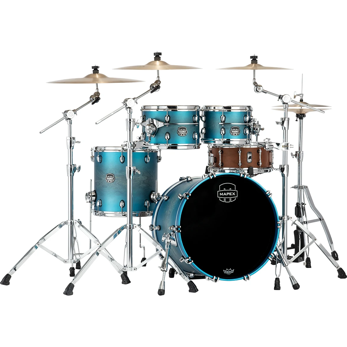 Mapex Saturn Evolution Fusion Birch 4-Piece Shell Pack - Exotic Azure Burst Lacquer