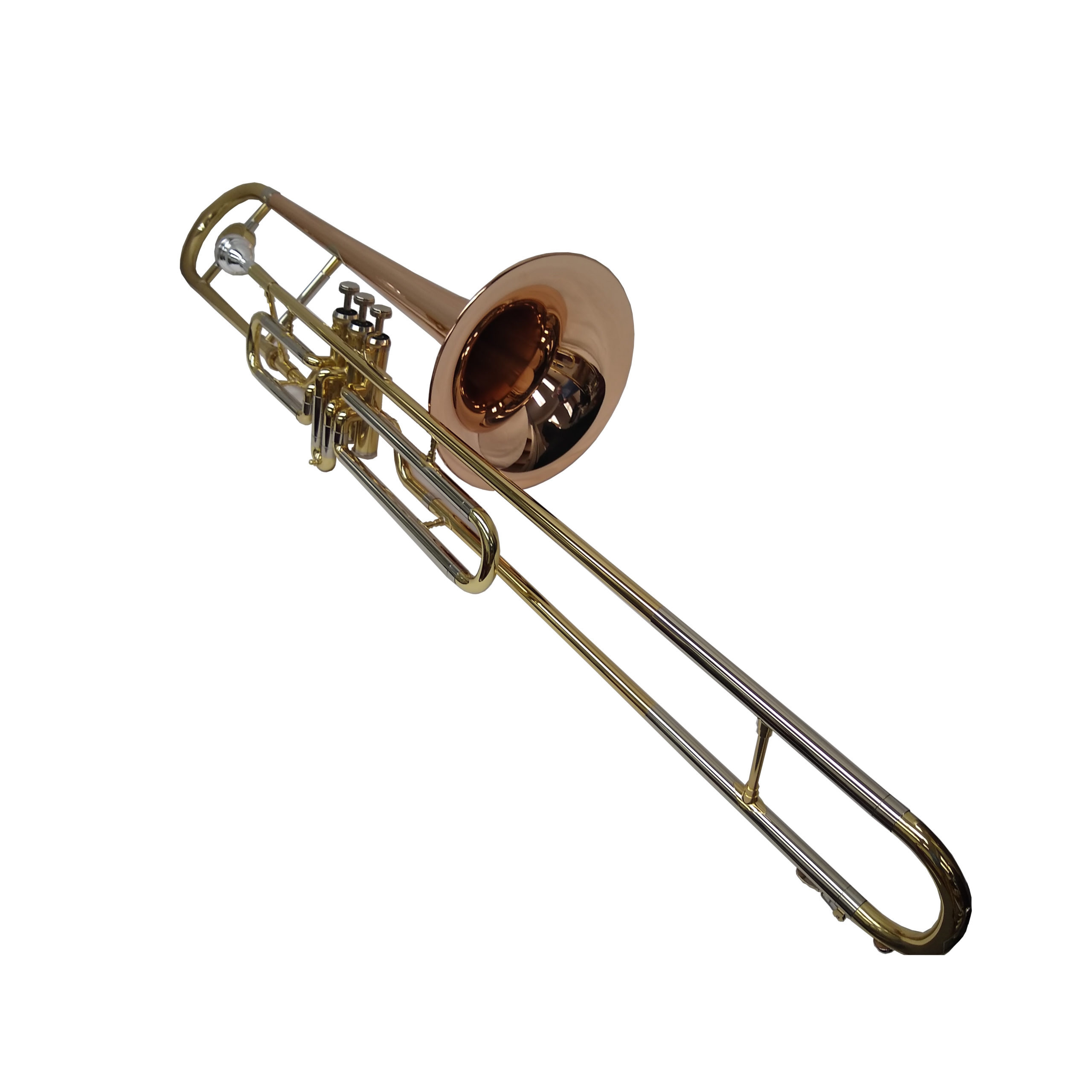 Valve pour trombone W/gratuit Coque Boîte et bec W/3 valves en chrome Vernis NEUF 