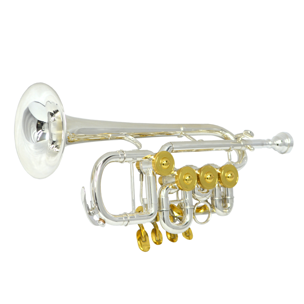 Schiller Elite Rotary Valve Piccolo Trumpet – Silver & Gold