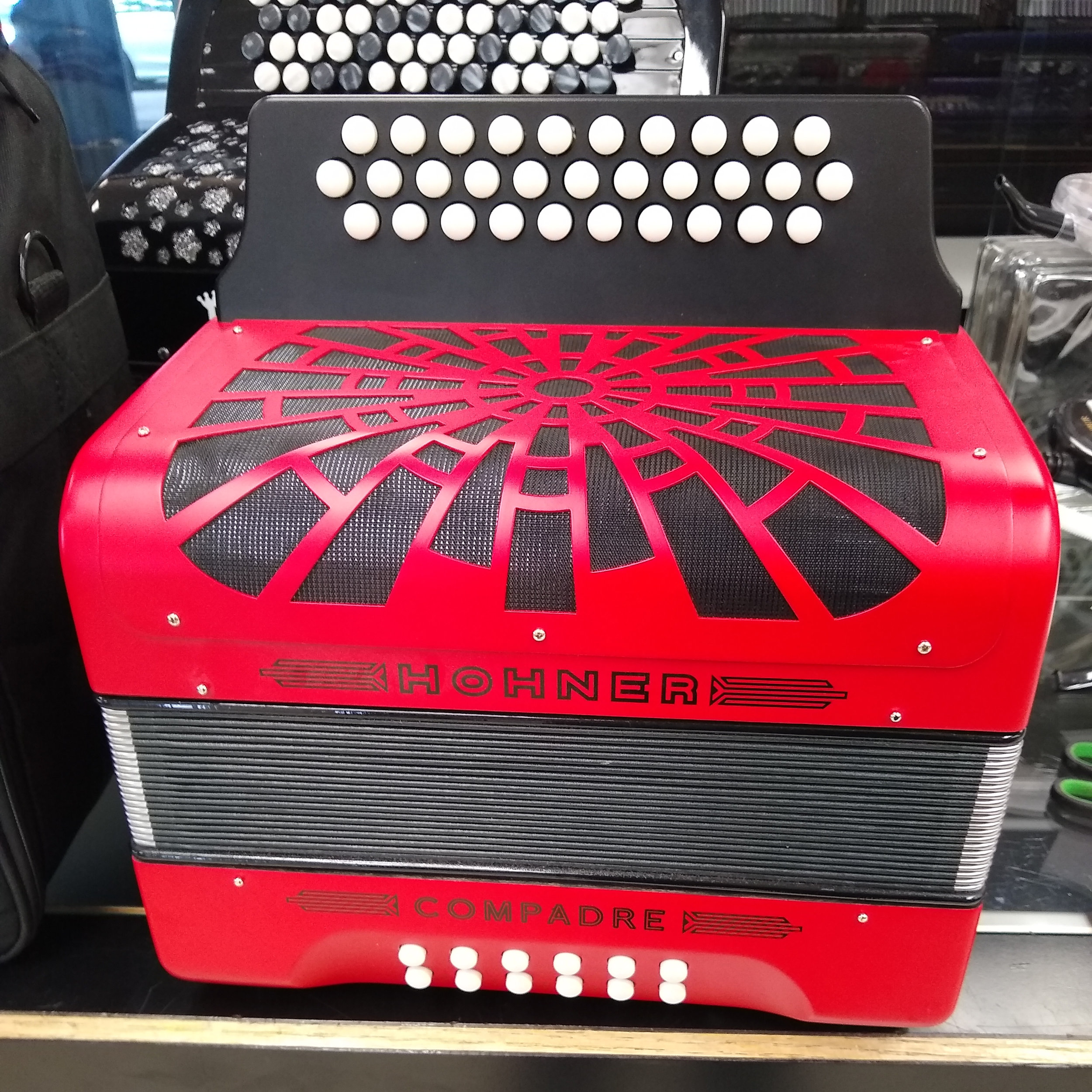 Hohner Compadre Button Accordion Red/Red Grill Key of GCF