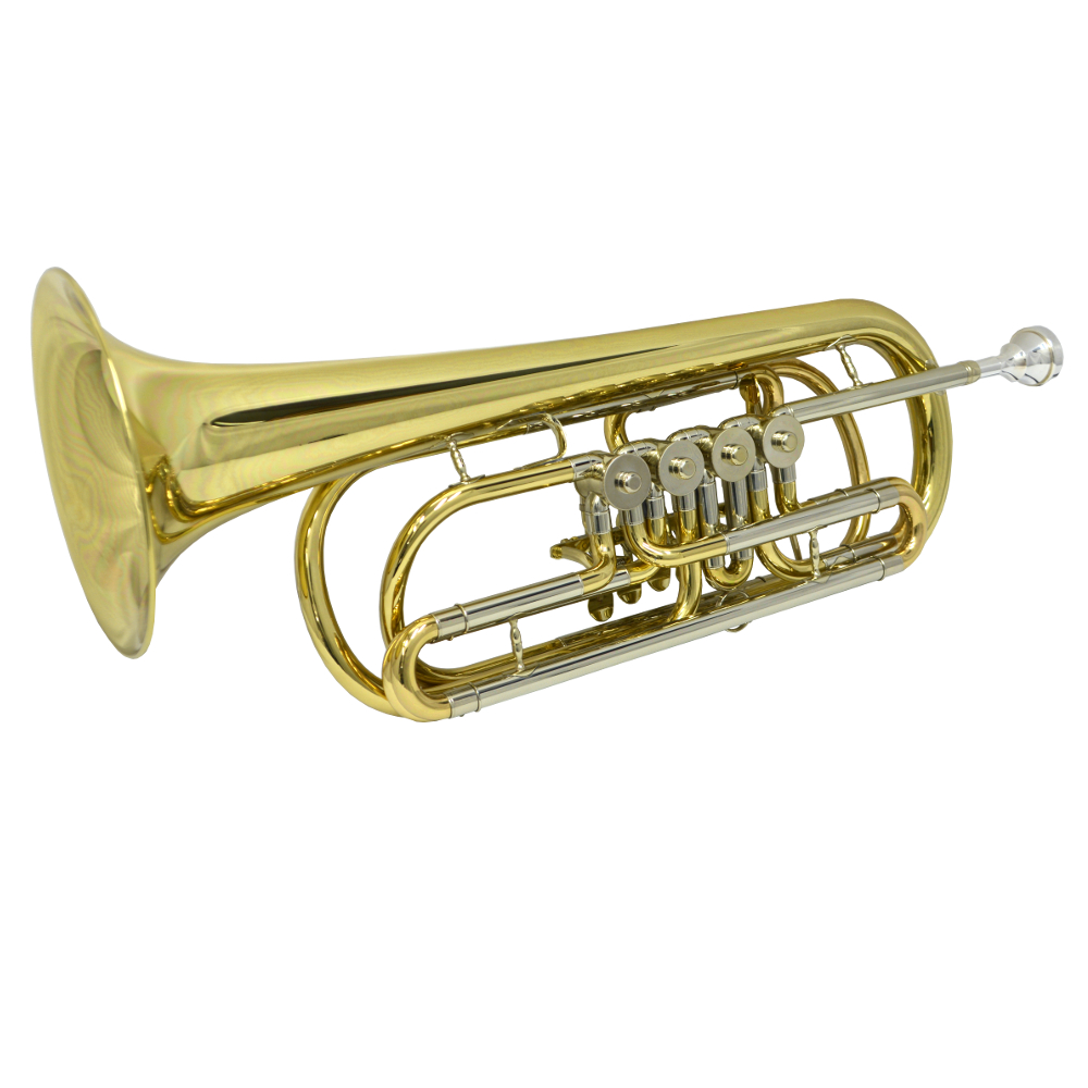 Schiller Elite Rotary Frankfurt Bass Trumpet Key of Bb Gold