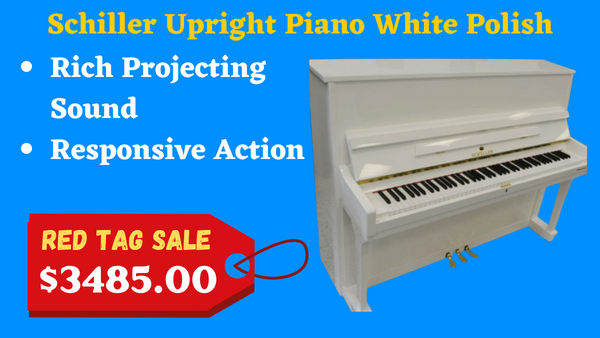 Schiller Upright Piano White Polish