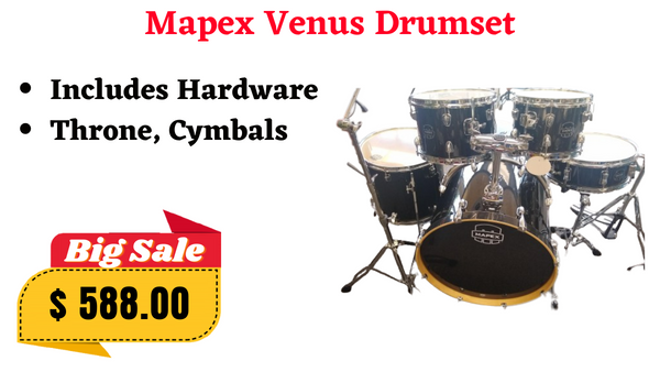 Mapex Venus 5 Piece Drumset PRO Package - Black Galaxy Sparkle