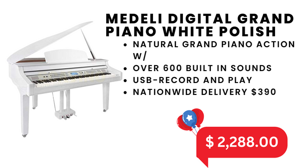 MEDELI DIGITAL GRAND PIANO WHITE POLISH