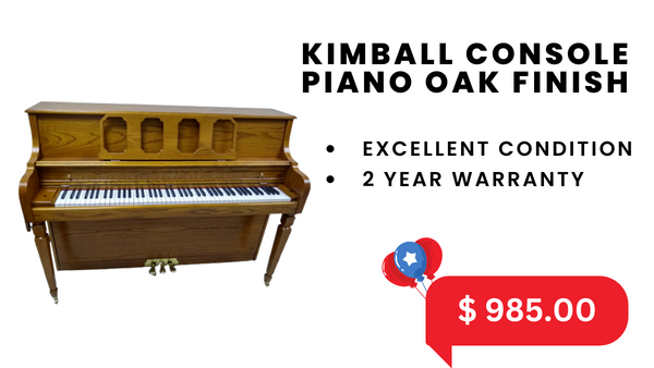 KIMBALL CONSOLE PIANO OAK FINISH