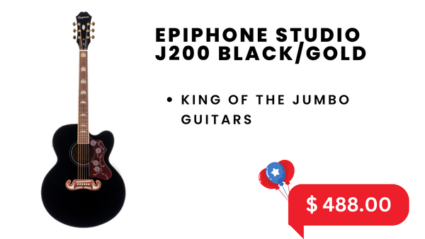 EPIPHONE STUDIO J200 BLACK/GOLD