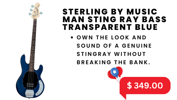 STERLING BY MUSIC MAN STING RAY BASS TRANSPARENT BLUE
