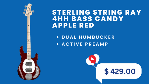 STERLING STRING RAY 4HH BASS CANDY APPLE RED