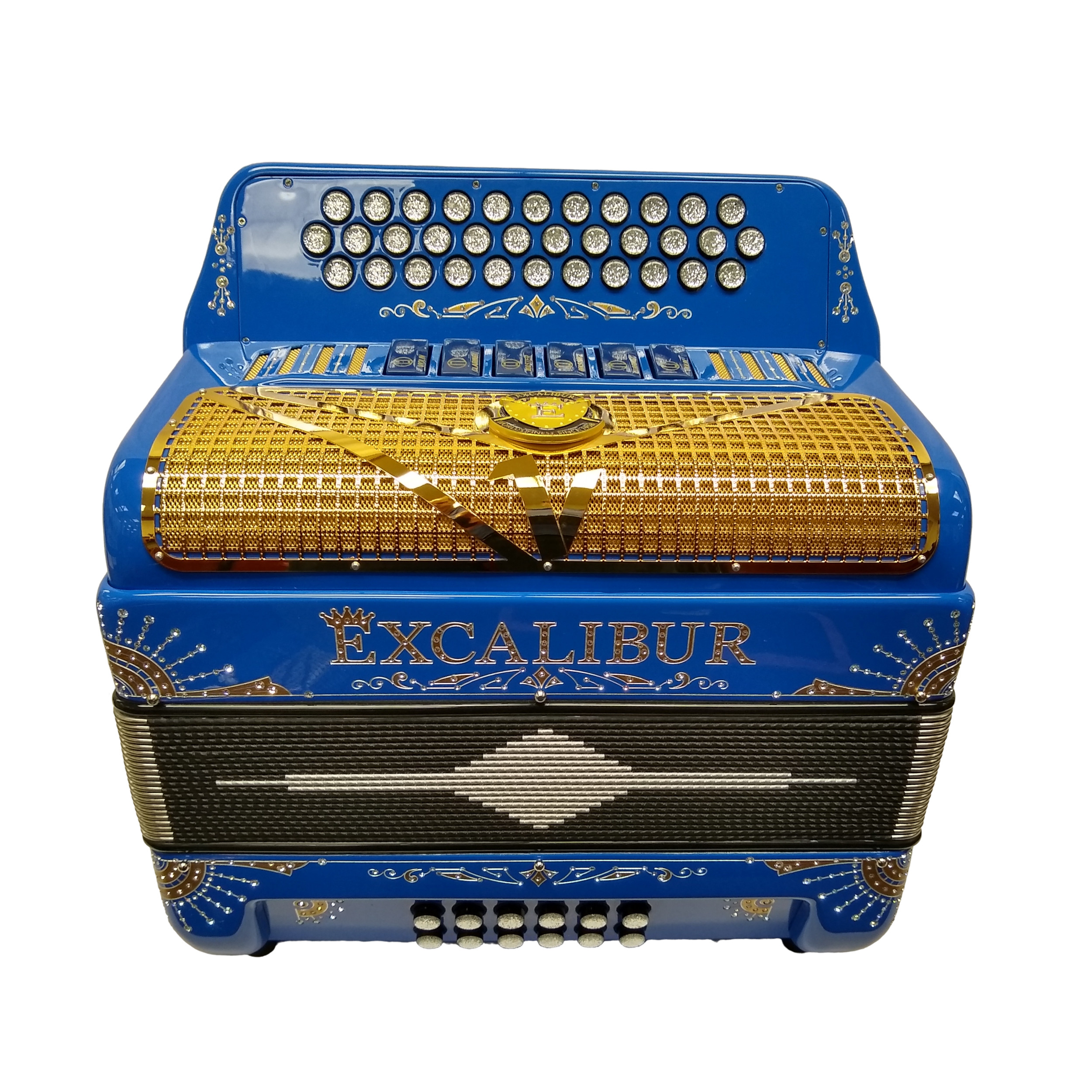 Excalibur Crown Series Button Accordion Two Tone 6 Switch Blue/Gold