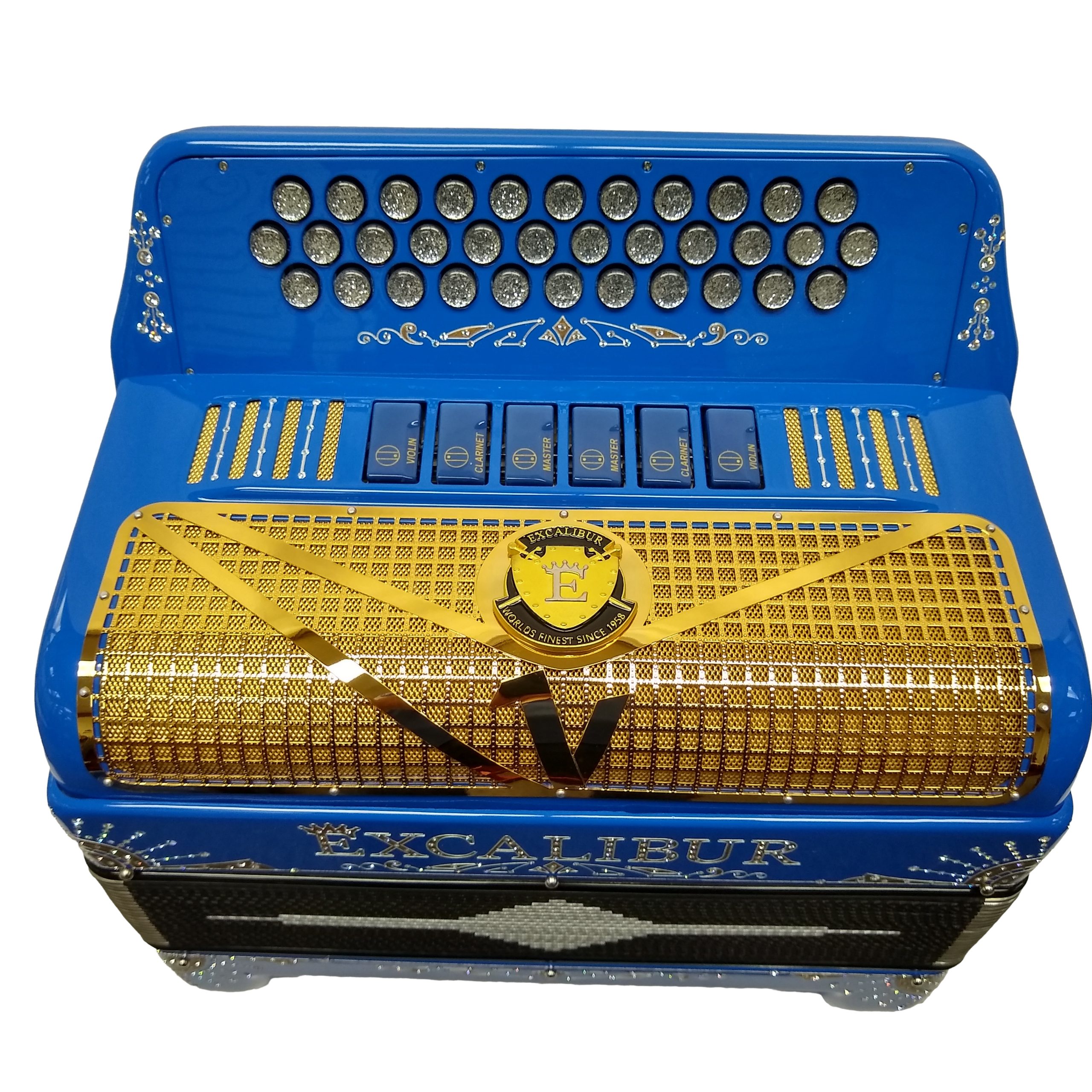 Excalibur Crown Series Button Accordion Two Tone 6 Switch Blue/Gold