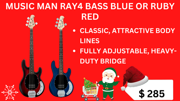 MUSIC MAN RAY4 BASS BLUE OR RUBY RED